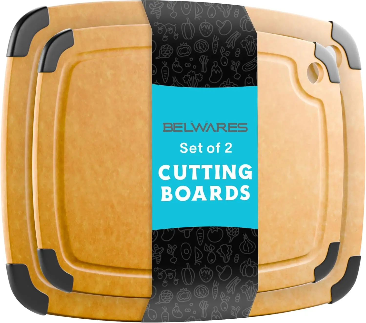Set of 2 Large Composite Wood Cutting Boards with Juice Groove, Non-Slip Feet, Dishwasher Safe & Eco-Friendly Design
Set of 2 Large Composite Wood Cutting Boards with Juice Groove, Non-Slip Feet, Dishwasher Safe & Eco-Friendly Design