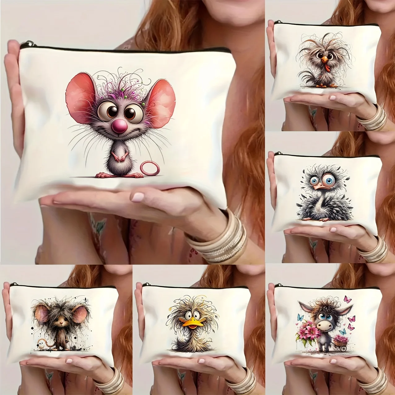 Cute Cartoon Animal Design Cosmetic Pouch,Zippered Makeup Bag, Casual Style Large Capacity Travel Toiletry Organizer Bags
Cute Cartoon Animal Design Cosmetic Pouch,Zippered Makeup Bag, Casual Style Large Capacity Travel Toiletry Organizer Bags