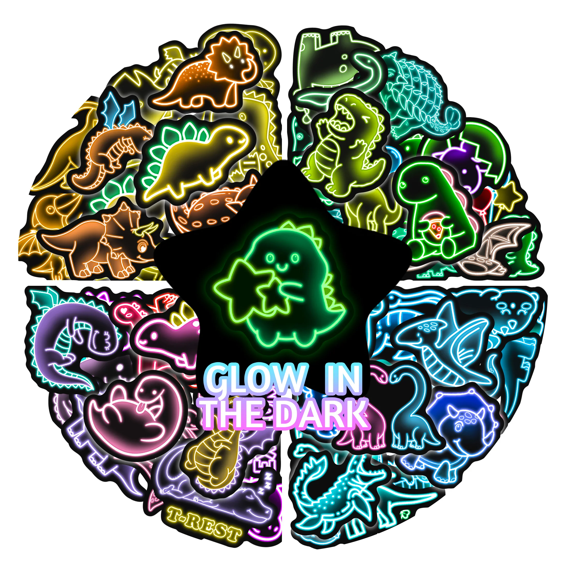 Glow in the Dark Neon Dinosaur Waterproof Stickers Pack - Cute Neon Dino Vinyl Decals for Kids & Dinosaur Lovers
Glow in the Dark Neon Dinosaur Waterproof Stickers Pack - Cute Neon Dino Vinyl Decals for Kids & Dinosaur Lovers