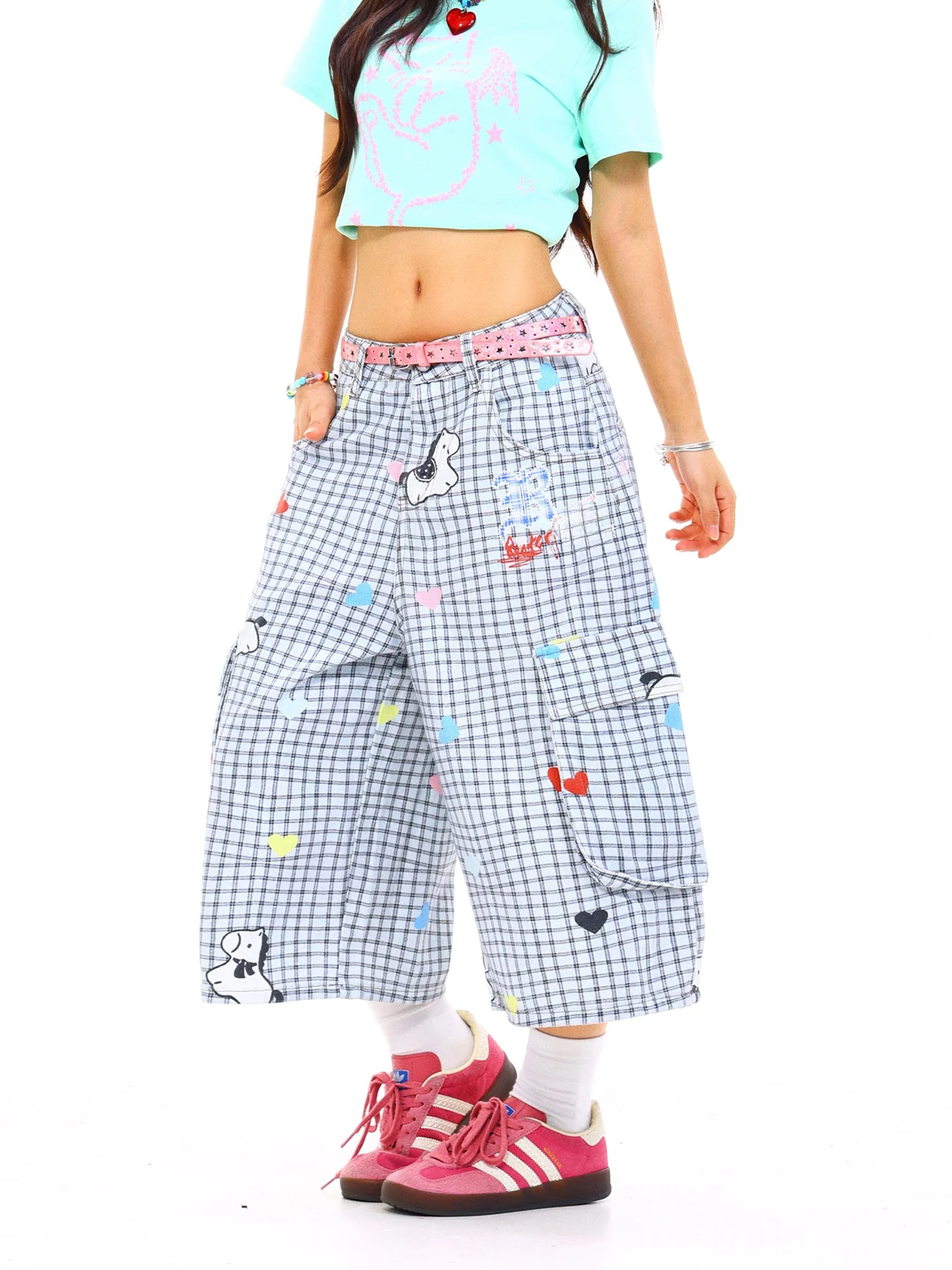 Light Blue American Style Work Pants for Dogs Summer Loose Seven-Foot Grid Embroidery Casual Pants High Waist Elastic Waist
Light Blue American Style Work Pants for Dogs Summer Loose Seven-Foot Grid Embroidery Casual Pants High Waist Elastic Waist