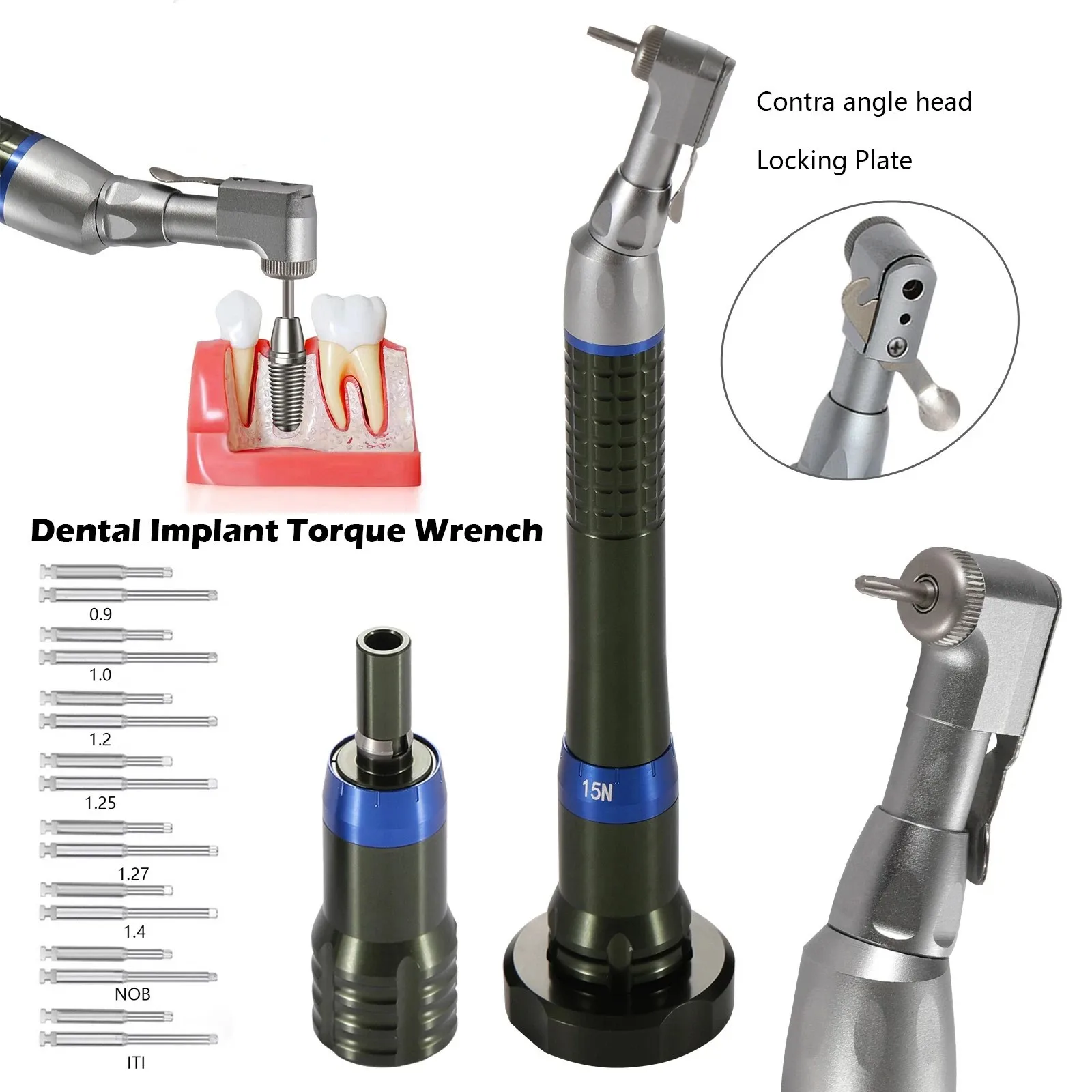Dental Torque Wrench Universal Implant Wrench Contra Angle Handpiece With 16pcs Drivers Wrench
Dental Torque Wrench Universal Implant Wrench Contra Angle Handpiece With 16pcs Drivers Wrench