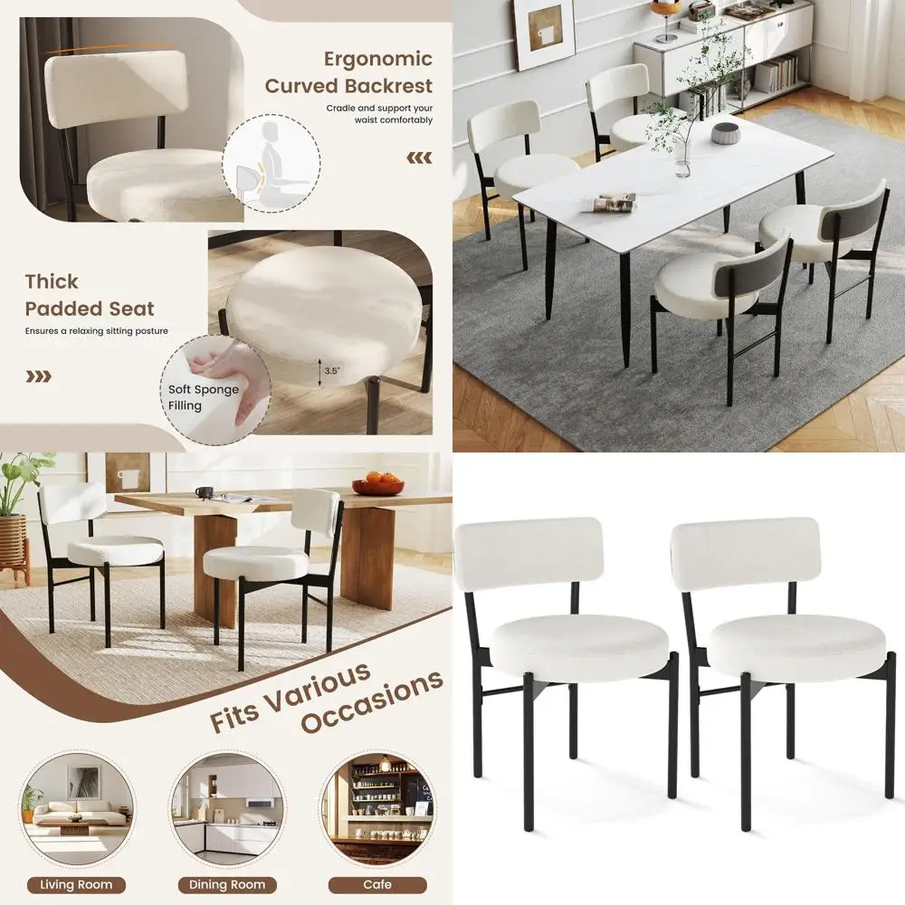 Upholstered Dining Chairs Set of 2 with Curved Backrest, Padded Seat, Metal Legs for Kitchen, Dining, Living Room, Restaurant
Upholstered Dining Chairs Set of 2 with Curved Backrest, Padded Seat, Metal Legs for Kitchen, Dining, Living Room, Restaurant