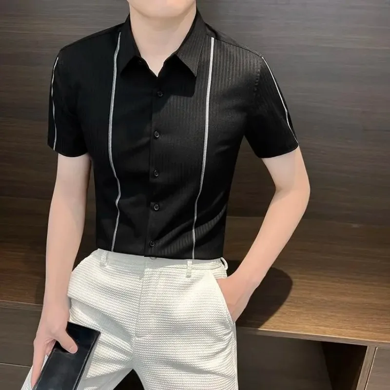 2026 New Slim-Fit Stripe Short Sleeve Shirt for Men Fashionable Summer Thin High-End Stylish Casual Top
2026 New Slim-Fit Stripe Short Sleeve Shirt for Men Fashionable Summer Thin High-End Stylish Casual Top
