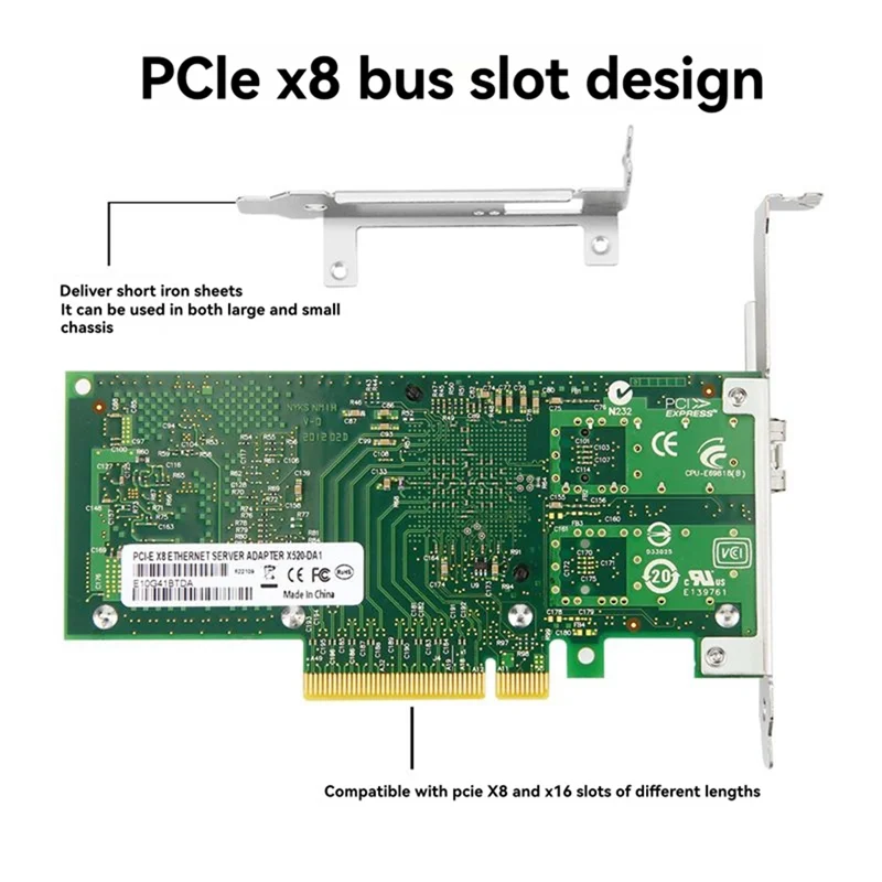 B04B-Pcie X8 10G SFP+ Ethernet Network Card 82599EN Single Port Fiber Adapter Optic Module For Windows Linux Servers
B04B-Pcie X8 10G SFP+ Ethernet Network Card 82599EN Single Port Fiber Adapter Optic Module For Windows Linux Servers