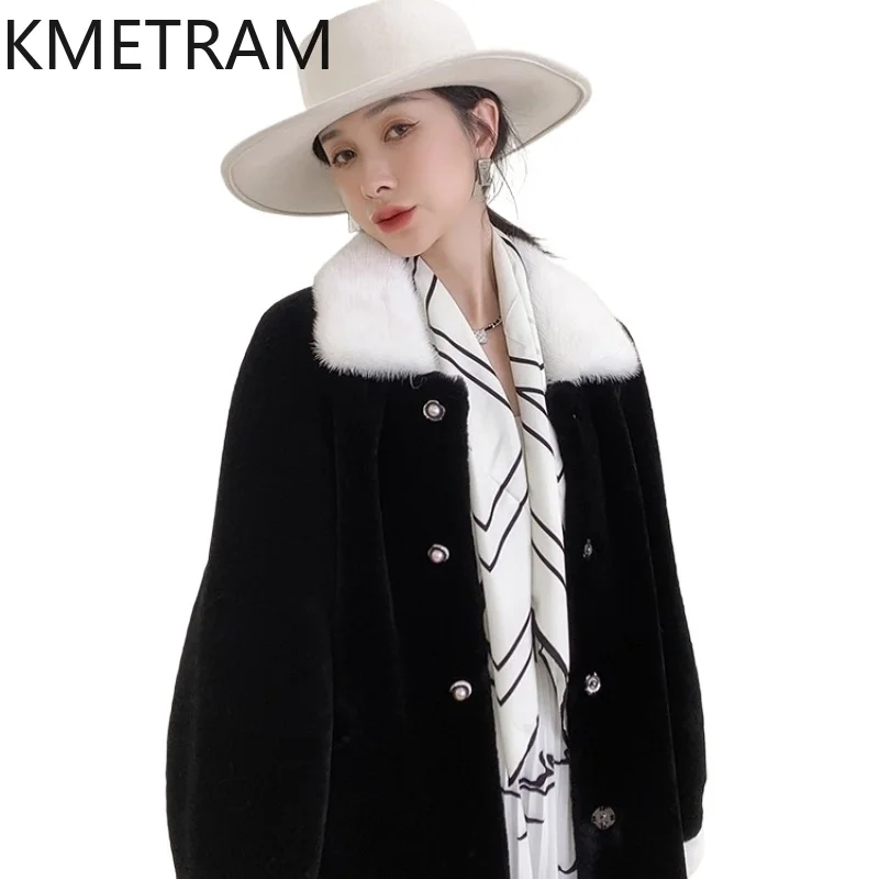 KMETRAM Natural Merino Sheepskin Wool Coats with Mink Collar Fur Jacket 2025 Winter Long Black High Quality Woman Clothing шуба
KMETRAM Natural Merino Sheepskin Wool Coats with Mink Collar Fur Jacket 2025 Winter Long Black High Quality Woman Clothing шуба