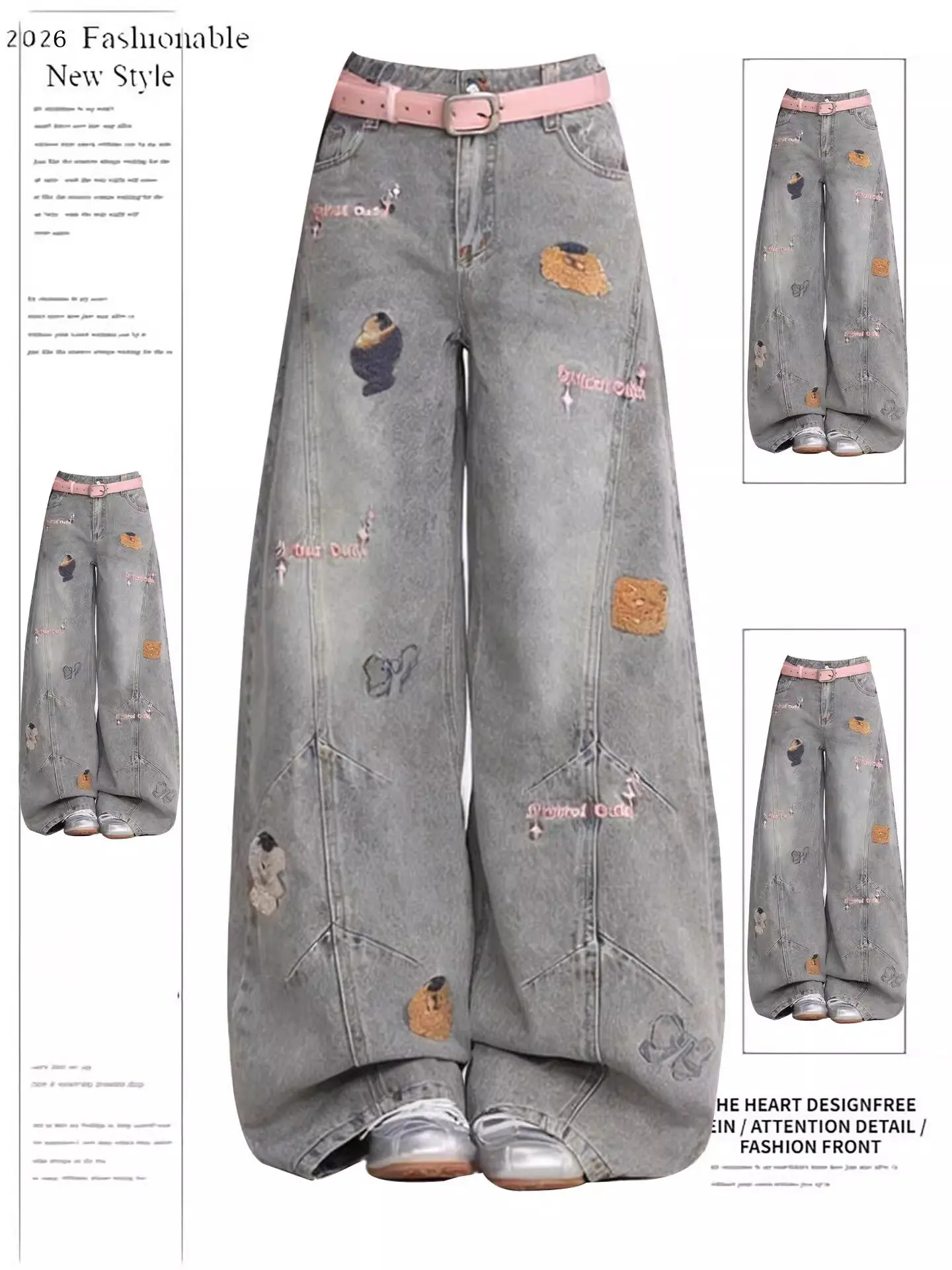 Women's Embroidered Washed Denim Jeans Summer 2026 Loose Slim Wide Leg Pants High Waist Zipper Closure Non-Stretch Fabric
Women's Embroidered Washed Denim Jeans Summer 2026 Loose Slim Wide Leg Pants High Waist Zipper Closure Non-Stretch Fabric