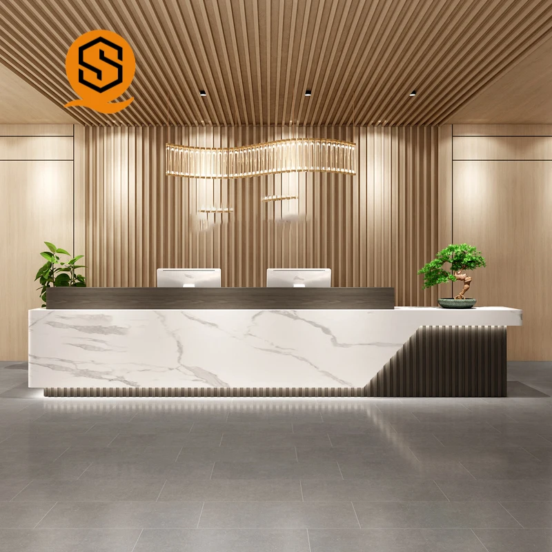 Modern Minimalist Reception Desk High-Quality Front Desk Luxury Reception Counter Modern Office Entrance Service Desk
Modern Minimalist Reception Desk High-Quality Front Desk Luxury Reception Counter Modern Office Entrance Service Desk