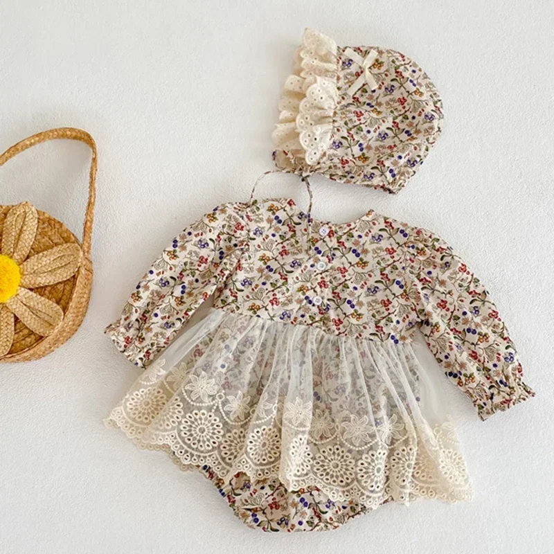 Toddler Baby Girls Romper+Hat Autumn Spring Baby Girls Clothing Long Sleeve Cotton Flower Printing Lace Stitches Infant Jumpsuit
Toddler Baby Girls Romper+Hat Autumn Spring Baby Girls Clothing Long Sleeve Cotton Flower Printing Lace Stitches Infant Jumpsuit