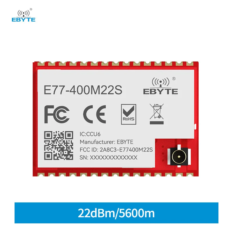 CDEBYTE E77-400M22S LoRaWAN Wireless Module 433MHz STM32WLE5 ARM Cortex-M4 Low Power 22dbm SoC Long Distance 5.6km Small Size
CDEBYTE E77-400M22S LoRaWAN Wireless Module 433MHz STM32WLE5 ARM Cortex-M4 Low Power 22dbm SoC Long Distance 5.6km Small Size