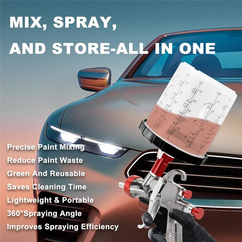 ABVA-Paint Cups For Automotive Paint HVLP Paint Mixing Cups 20 Ounce (600Ml) Kit With Retainer Ring,Adapter, Paint Stirrer
ABVA-Paint Cups For Automotive Paint HVLP Paint Mixing Cups 20 Ounce (600Ml) Kit With Retainer Ring,Adapter, Paint Stirrer