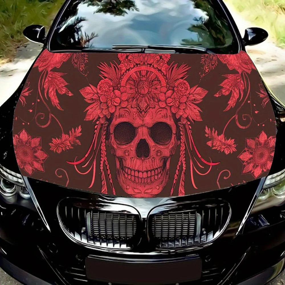 Elegant Day of The Dead Skull Car Hood Vinyl Wraps Sticker, Car Engine Decal, Waterproof Self-adhesive Car Packaging Cover, Univ
Elegant Day of The Dead Skull Car Hood Vinyl Wraps Sticker, Car Engine Decal, Waterproof Self-adhesive Car Packaging Cover, Univ