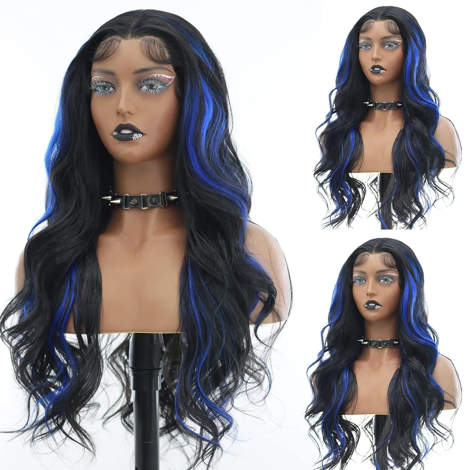 Black Highlight Blue Wig 13x4 Body Wave Lace Frontal Wig HD Glueless Synthetic Lace Front Wig Water Wave Ready To Wear Cosplay
Black Highlight Blue Wig 13x4 Body Wave Lace Frontal Wig HD Glueless Synthetic Lace Front Wig Water Wave Ready To Wear Cosplay