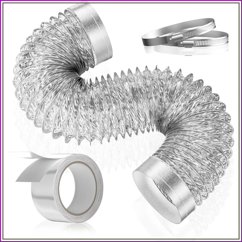 4 Inch Dryer Vent Hose 3FT, Heavy Duty Flexible Exhaust Duct, 6-Ply Aluminum Foil Insulated, HVAC Kit with 2 Clamps & 1 Tape
4 Inch Dryer Vent Hose 3FT, Heavy Duty Flexible Exhaust Duct, 6-Ply Aluminum Foil Insulated, HVAC Kit with 2 Clamps & 1 Tape