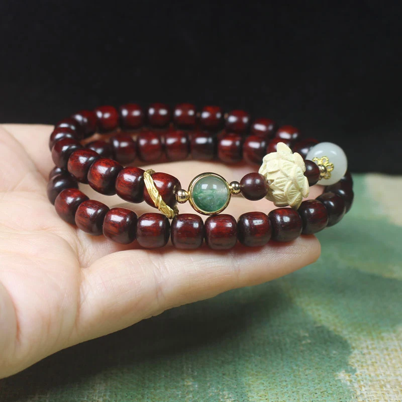 Zambian Rosewood Blood Sandalwood Old-style Beads 8mm Double-layer Bracelet Lotus Design Buddhist Prayer Beads
Zambian Rosewood Blood Sandalwood Old-style Beads 8mm Double-layer Bracelet Lotus Design Buddhist Prayer Beads