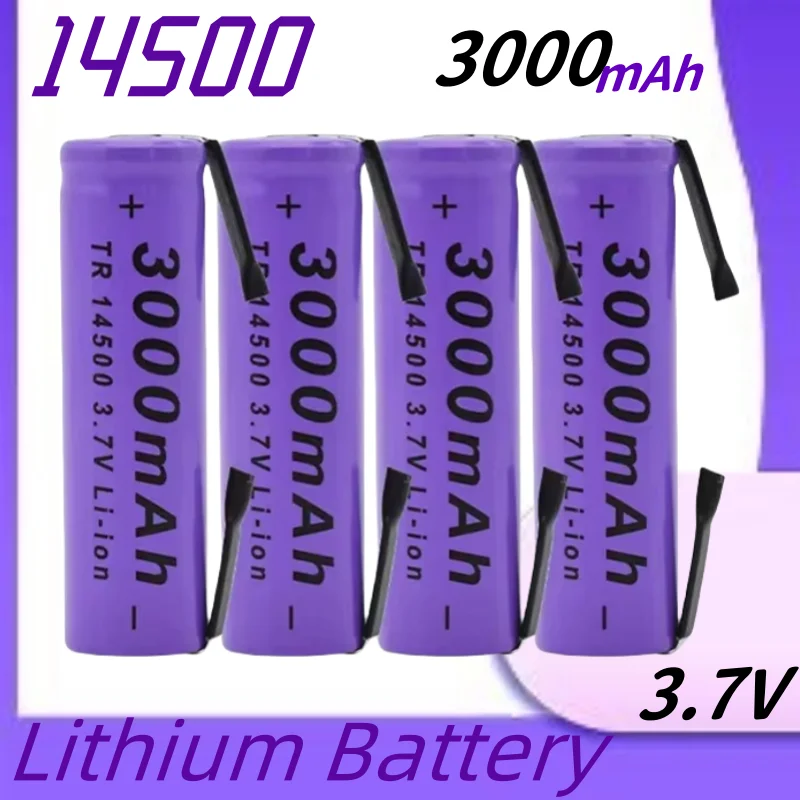 NEW 14500 Lithium Battery 3.7V 3000mAh Rechargeable Battery Solderable Nickel Sheet Battery for Flashlights LED Flashlight Toys
NEW 14500 Lithium Battery 3.7V 3000mAh Rechargeable Battery Solderable Nickel Sheet Battery for Flashlights LED Flashlight Toys