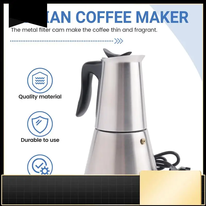 Electric Stove Espresso Maker Moka Pot 6 Cups Percolator Coffee Pot Electric Stainless Steel Classic Cafe Maker EU Plug-N37R
Electric Stove Espresso Maker Moka Pot 6 Cups Percolator Coffee Pot Electric Stainless Steel Classic Cafe Maker EU Plug-N37R