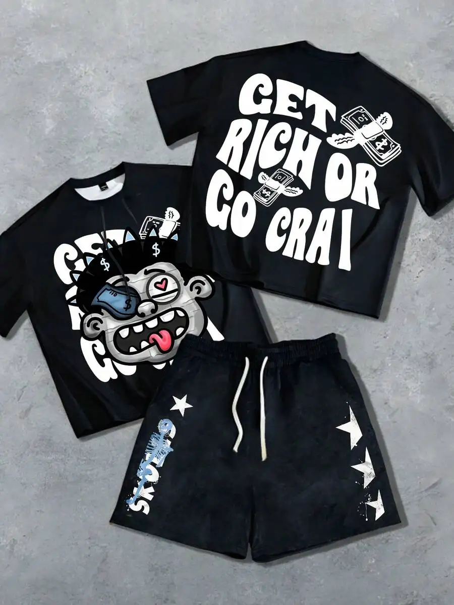 Men Cotton Graphic Print T-Shirt And Shorts Set Casual Streetwear Loose Fit All Seasons
Men Cotton Graphic Print T-Shirt And Shorts Set Casual Streetwear Loose Fit All Seasons