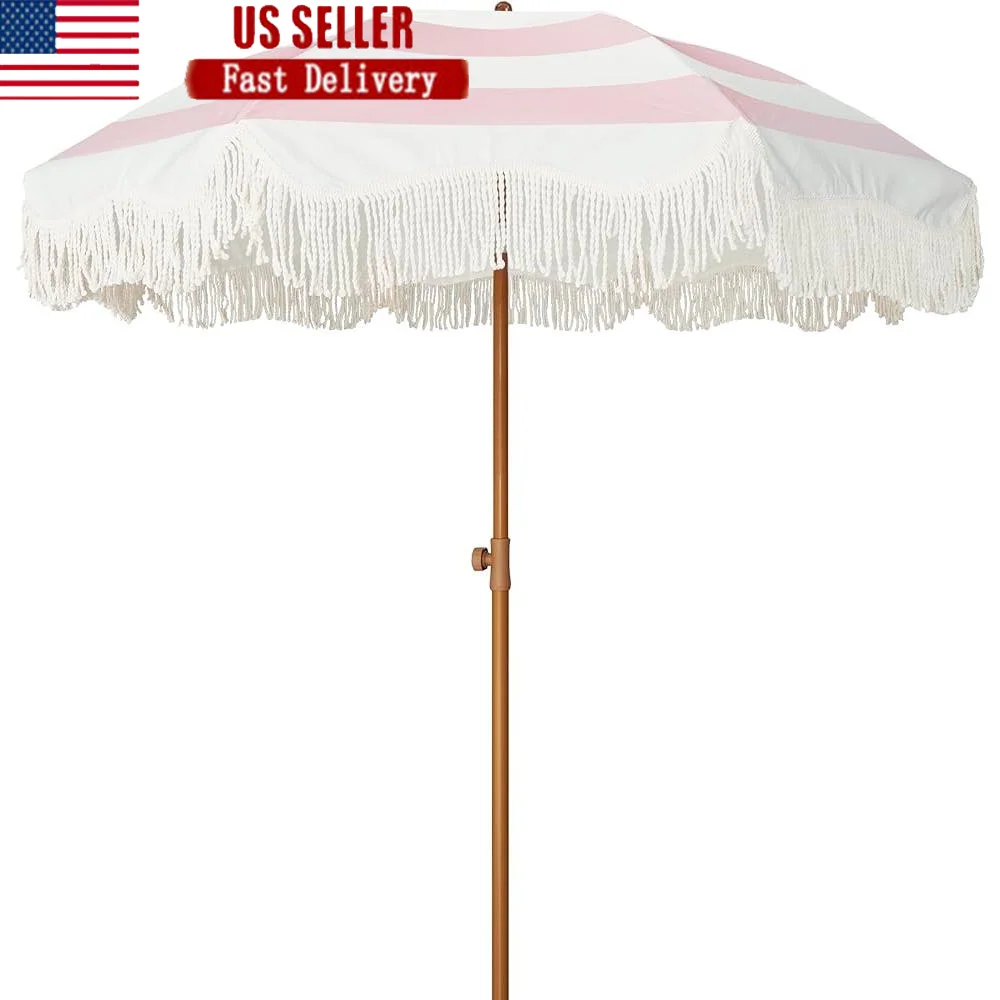 Boho Fringe Patio Umbrella Outdoor Sunshade UPF50 Lightweight Beach Umbrella with Tassels Steel Pole and Push Button Tilt
Boho Fringe Patio Umbrella Outdoor Sunshade UPF50 Lightweight Beach Umbrella with Tassels Steel Pole and Push Button Tilt