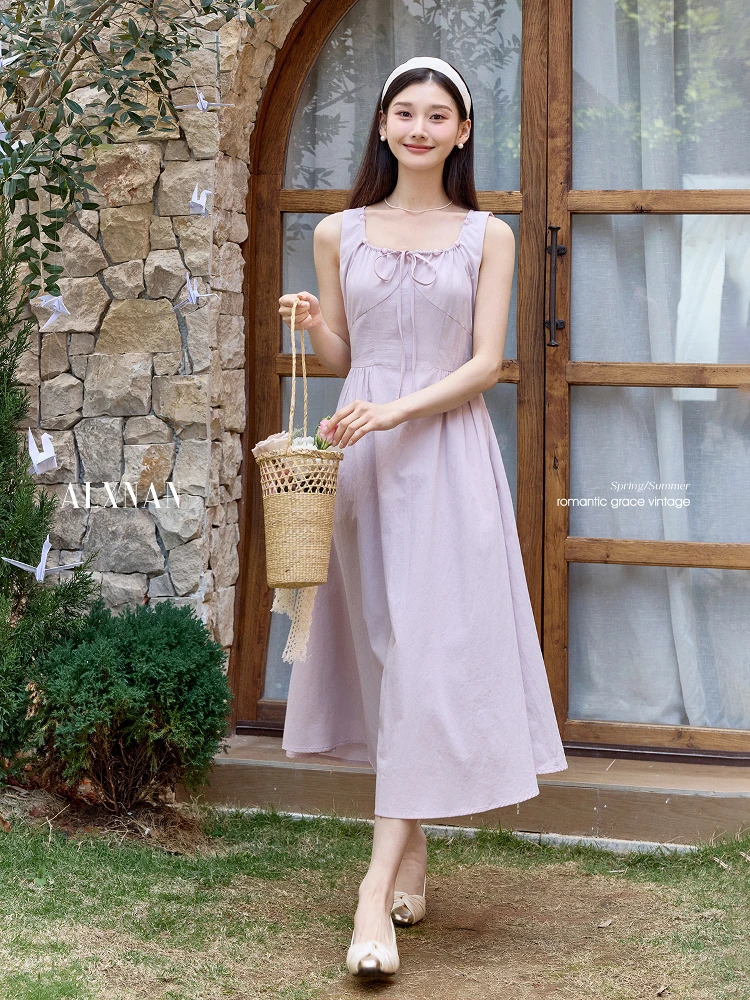 ALXNAN Women's Long Dress 2025 Summer Purple Elegant Midi Dress Square Neckline Lace-up Design Sleeveless Ladies Clothing L53982
ALXNAN Women's Long Dress 2025 Summer Purple Elegant Midi Dress Square Neckline Lace-up Design Sleeveless Ladies Clothing L53982