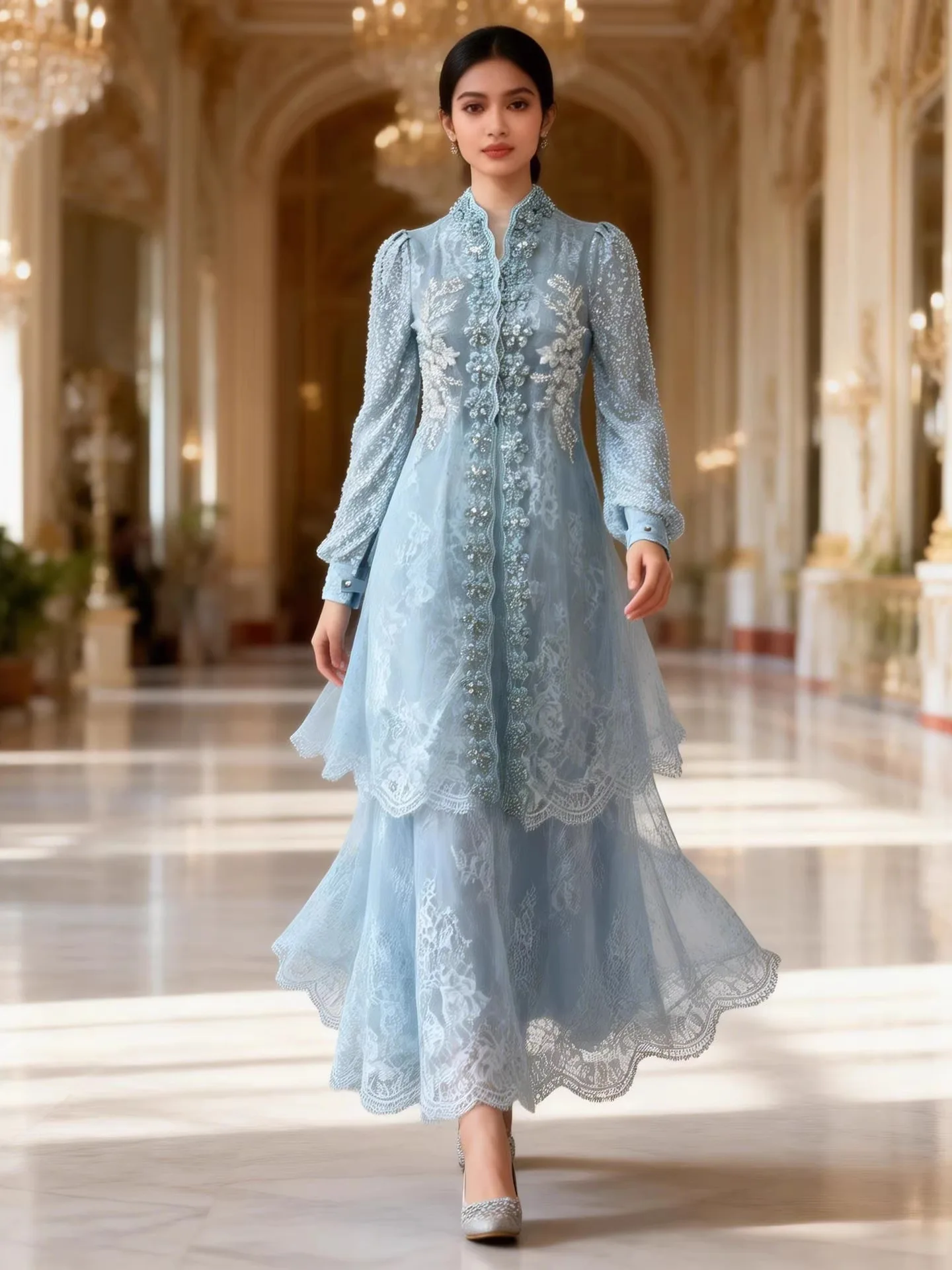 Handmade Beaded Long Dress Collar Women's Fashionable Traditional Chinese Baju Kebaya Kebaya Style Evening Gown
Handmade Beaded Long Dress Collar Women's Fashionable Traditional Chinese Baju Kebaya Kebaya Style Evening Gown