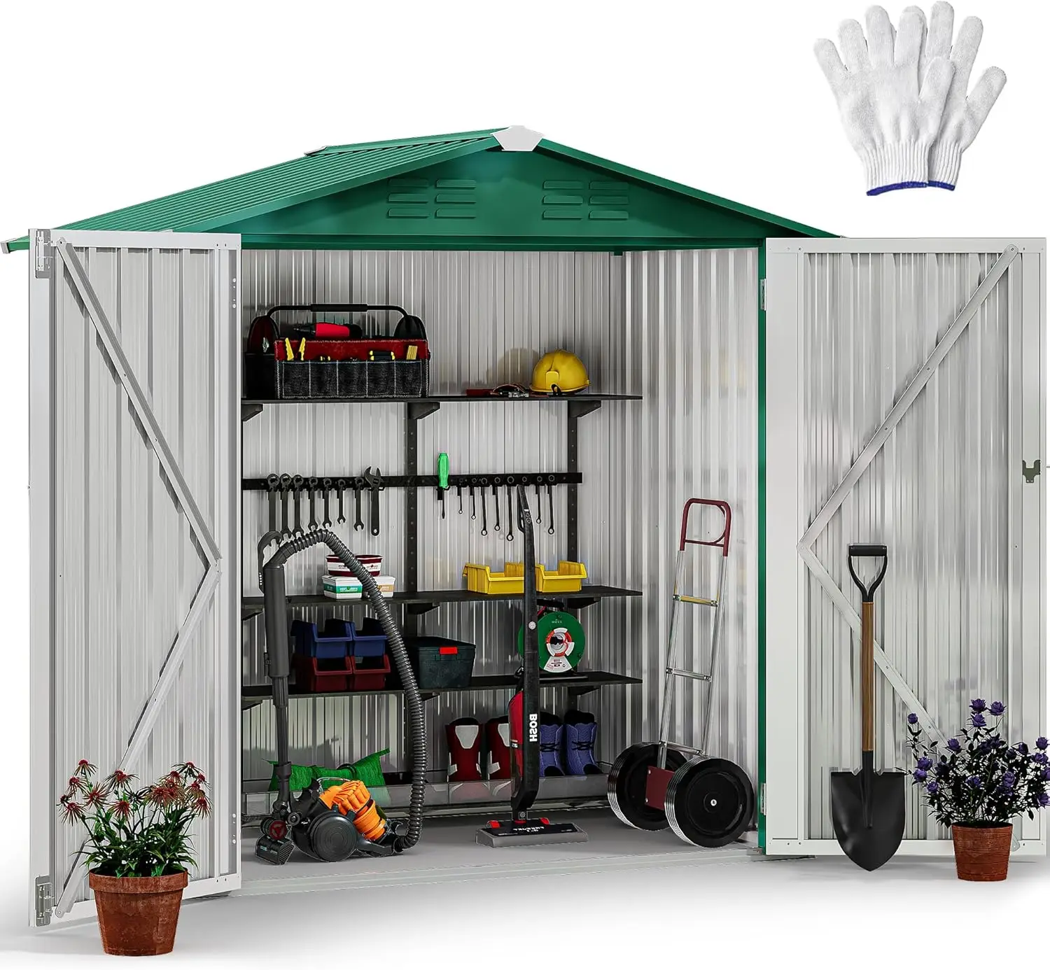 6x4ft Metal Outdoor Storage Shed,Large Heavy Duty Tool Sheds with Lockable Doors&Air Vent for Backyard Patio Lawn to Store Bikes
6x4ft Metal Outdoor Storage Shed,Large Heavy Duty Tool Sheds with Lockable Doors&Air Vent for Backyard Patio Lawn to Store Bikes