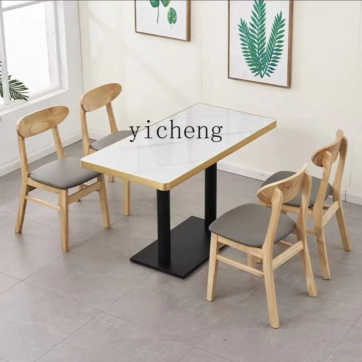 Slate Solid Wood Fast Dining Table and Chairs Commercial Dining Modern Simple Solid Wood Chairs Gold Edge Slate Square
Slate Solid Wood Fast Dining Table and Chairs Commercial Dining Modern Simple Solid Wood Chairs Gold Edge Slate Square