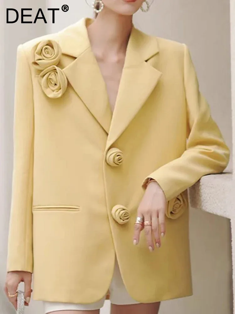 DEAT Women Blazer Coat 3D Flowers High Street Style Full Sleeve Single Breasted Lapel New Spring 2024 Elegant Lady Tops 15KB5835
DEAT Women Blazer Coat 3D Flowers High Street Style Full Sleeve Single Breasted Lapel New Spring 2024 Elegant Lady Tops 15KB5835