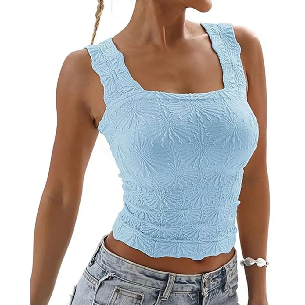 Summer Floral Jacquard Thick Strap Women Tanks Fashion Sexy Femme Casual Square Neck Sleeveless Top Solid T Shirt Streetwear
Summer Floral Jacquard Thick Strap Women Tanks Fashion Sexy Femme Casual Square Neck Sleeveless Top Solid T Shirt Streetwear