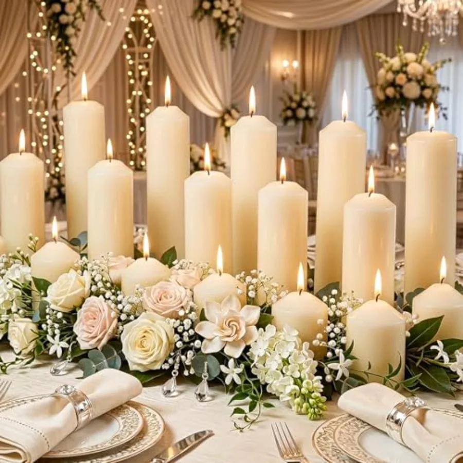 24 Packs Pillar Candles for Centerpiece, 2x3 2x6 2x8 Inch, Classic Unscented Wedding Candles for Hurricane, Dripless and Smokel
24 Packs Pillar Candles for Centerpiece, 2x3 2x6 2x8 Inch, Classic Unscented Wedding Candles for Hurricane, Dripless and Smokel