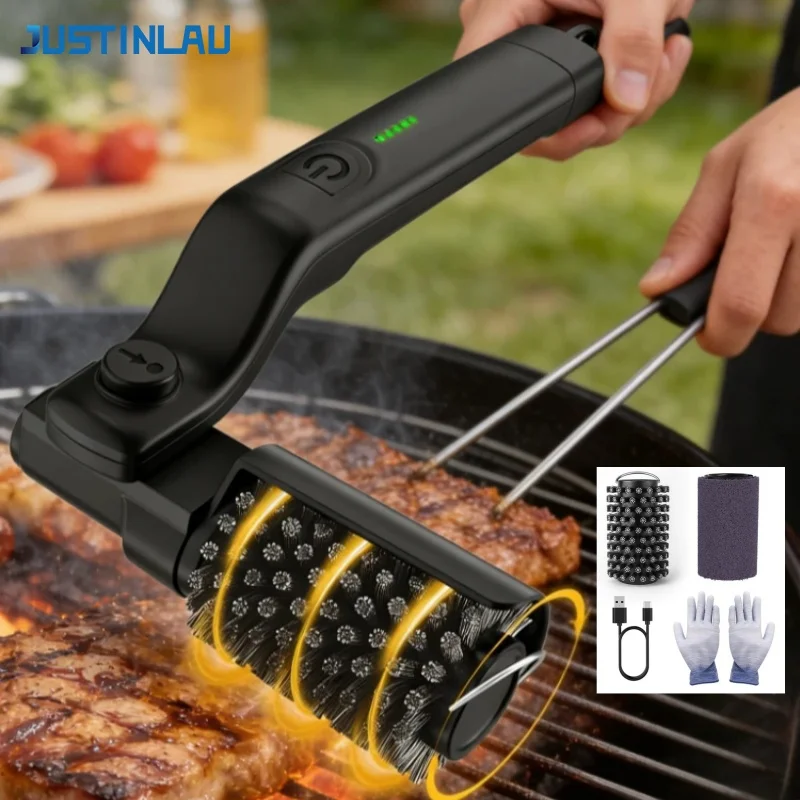 JUSTINLAU Electric Grill Cleaner Brush 360° Rotation Barbecue Clean Brush Cordless Recharge Grill Clean Tools with Splash Guard
JUSTINLAU Electric Grill Cleaner Brush 360° Rotation Barbecue Clean Brush Cordless Recharge Grill Clean Tools with Splash Guard