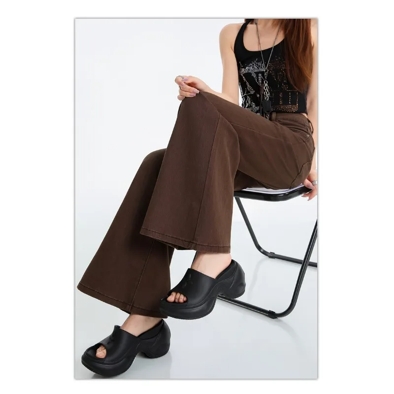 Brown Casual Soft Cotton Flared Jeans Women's Loose Slimming Bell Bottoms American Style Comfortable Loose Fit Denim Pants
Brown Casual Soft Cotton Flared Jeans Women's Loose Slimming Bell Bottoms American Style Comfortable Loose Fit Denim Pants