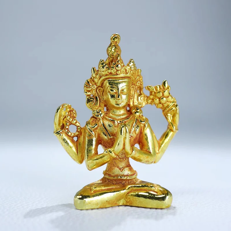 Collect China Tibet Auspicious Feng Shui Copper Gilt Four-Armed Guanyin Small Buddha Statue
Collect China Tibet Auspicious Feng Shui Copper Gilt Four-Armed Guanyin Small Buddha Statue