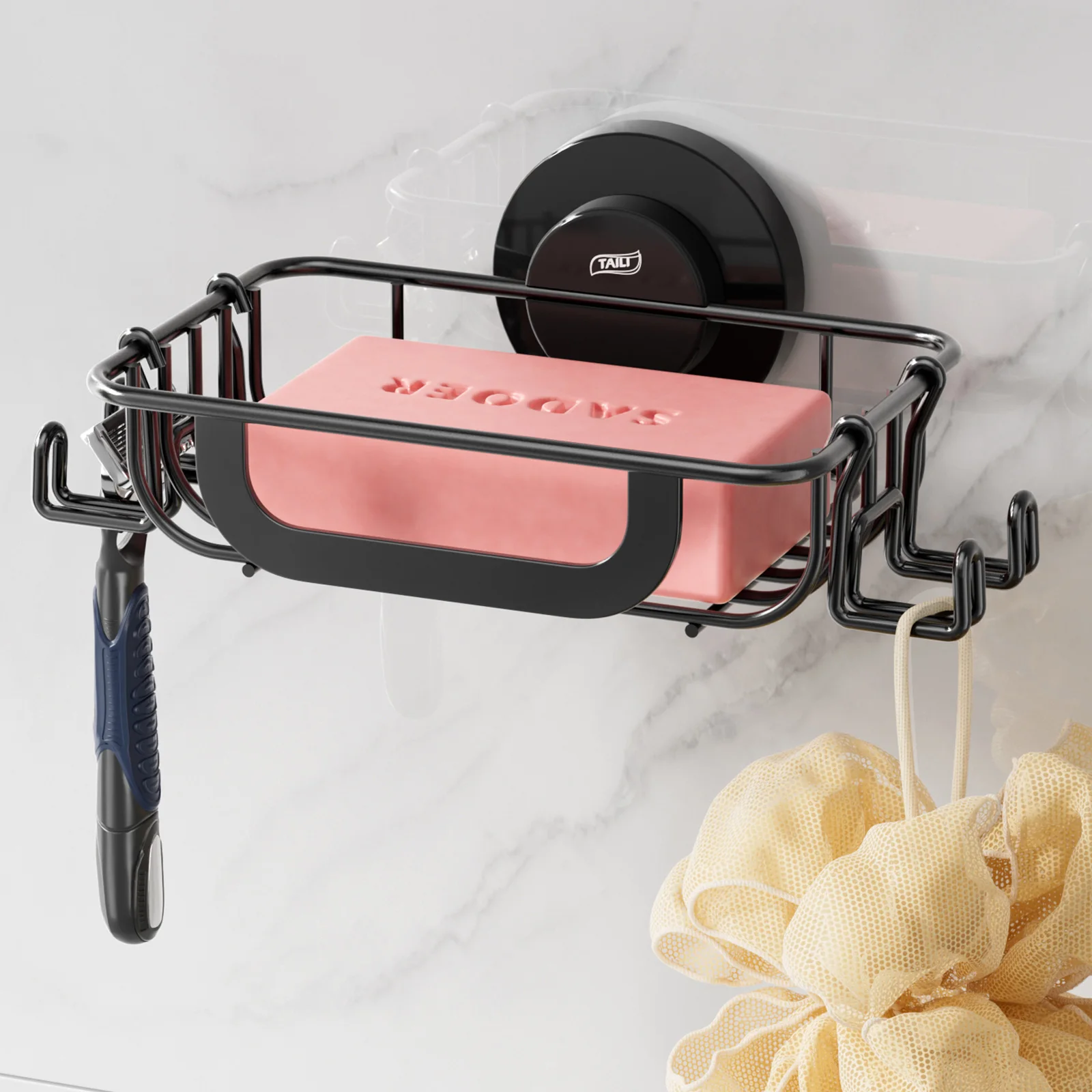 TAILI Soap Dish Bar Soap Holder Suction Cup With Hooks, Soap Bar Holder for Shower Wall, Soap Saver Tray for Bathroom, Kitchen
TAILI Soap Dish Bar Soap Holder Suction Cup With Hooks, Soap Bar Holder for Shower Wall, Soap Saver Tray for Bathroom, Kitchen