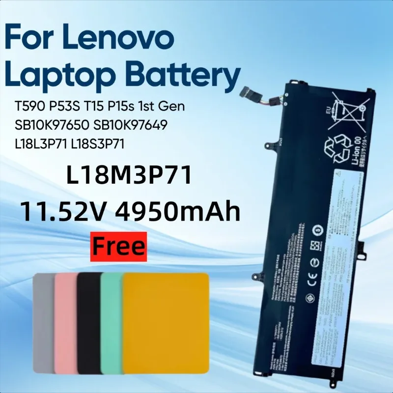 4950 мАч L18M3P71 для Lenovo ThinkPad T590 P53S T15 P15s 1-го поколения SB10K97650 SB10K97649 L18L3P71 L18S3P71 Аккумулятор для ноутбука
4950 мАч L18M3P71 для Lenovo ThinkPad T590 P53S T15 P15s 1-го поколения SB10K97650 SB10K97649 L18L3P71 L18S3P71 Аккумулятор для ноутбука