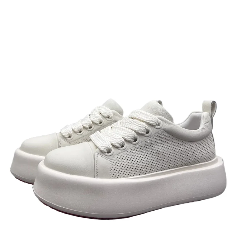 Heart-shaped Bread Shoes for Men's Genuine Leather Perforated Breathable Fashionable White Shoes Thick Soled Casual Board Shoes
Heart-shaped Bread Shoes for Men's Genuine Leather Perforated Breathable Fashionable White Shoes Thick Soled Casual Board Shoes