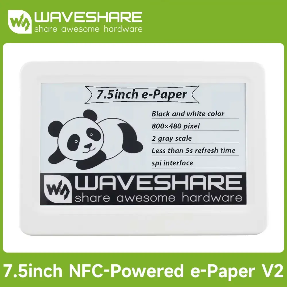 Waveshare 7,5-дюймовая пассивная электронная бумага с питанием NFC V2, без батареи, беспроводная передача данных и передача данных
Waveshare 7,5-дюймовая пассивная электронная бумага с питанием NFC V2, без батареи, беспроводная передача данных и передача данных