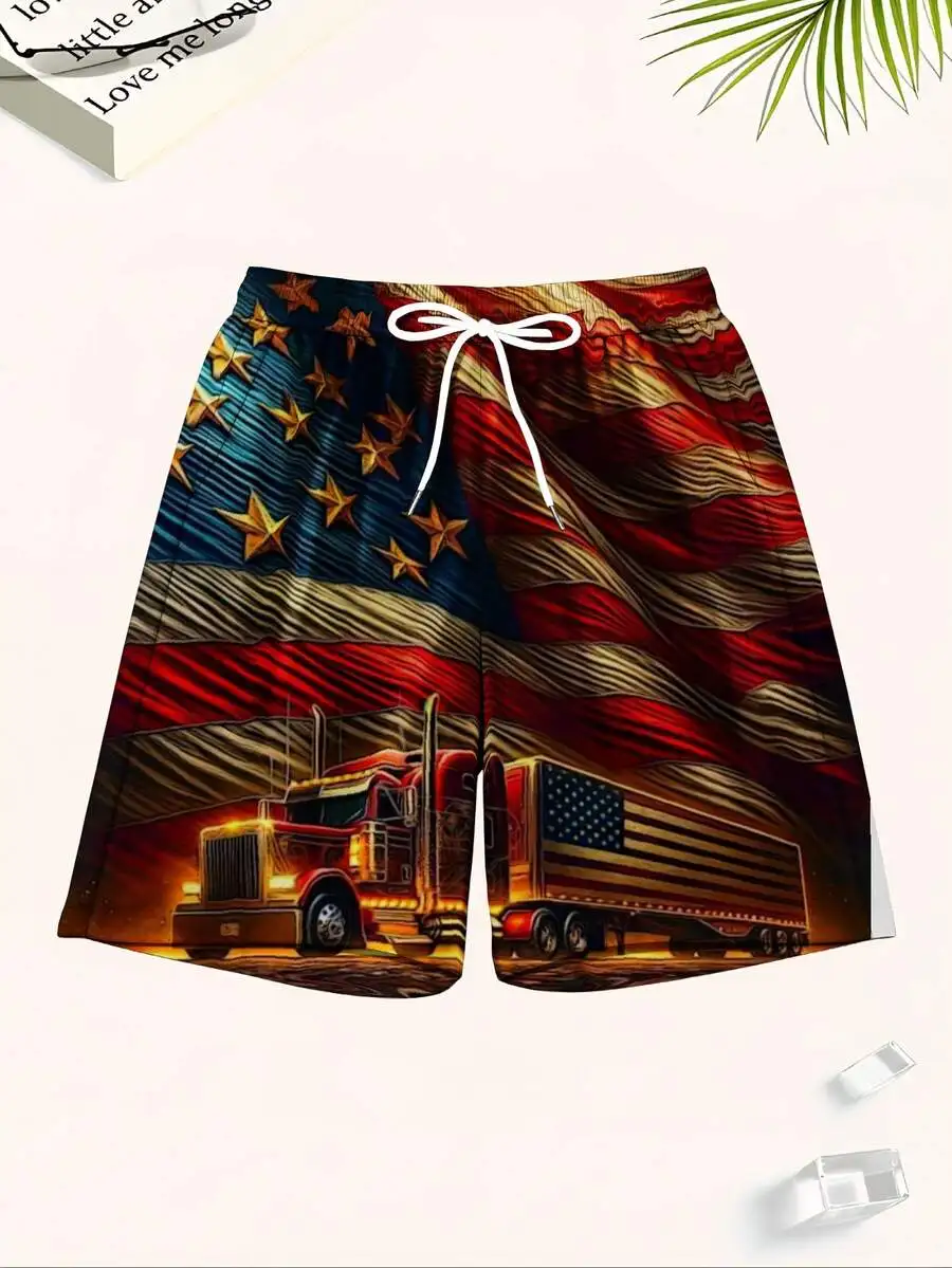 American Flag Truck Print Mens Swim Trunks Beach Shorts Summer Casual Wear
American Flag Truck Print Mens Swim Trunks Beach Shorts Summer Casual Wear