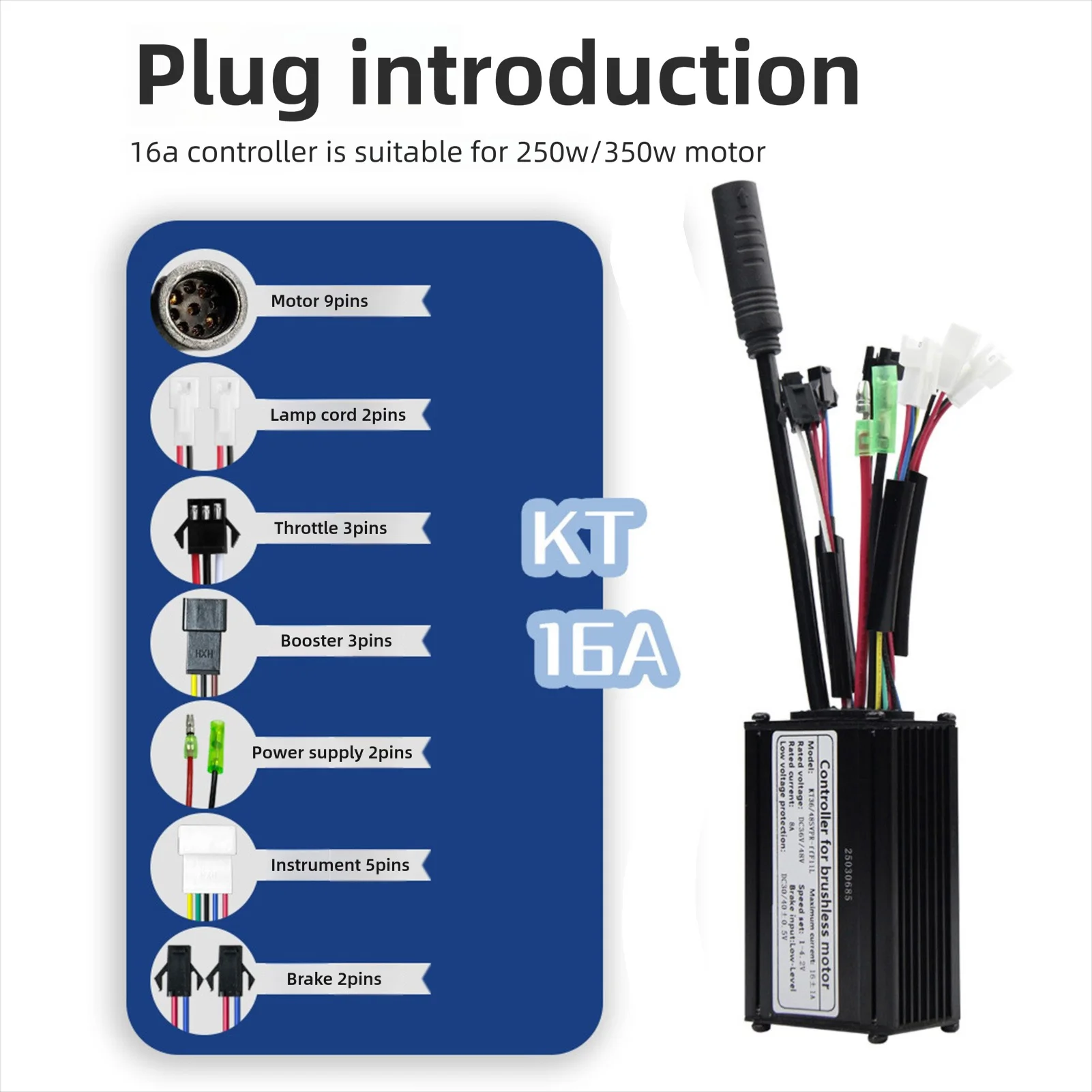 Контроллер электрического велосипеда KT-16A Синусоидальный контроллер 36/48 В 6 трубок Контроллер электрического велосипеда SM Разъем для двигателя 250 Вт 350 Вт
Контроллер электрического велосипеда KT-16A Синусоидальный контроллер 36/48 В 6 трубок Контроллер электрического велосипеда SM Разъем для двигателя 250 Вт 350 Вт