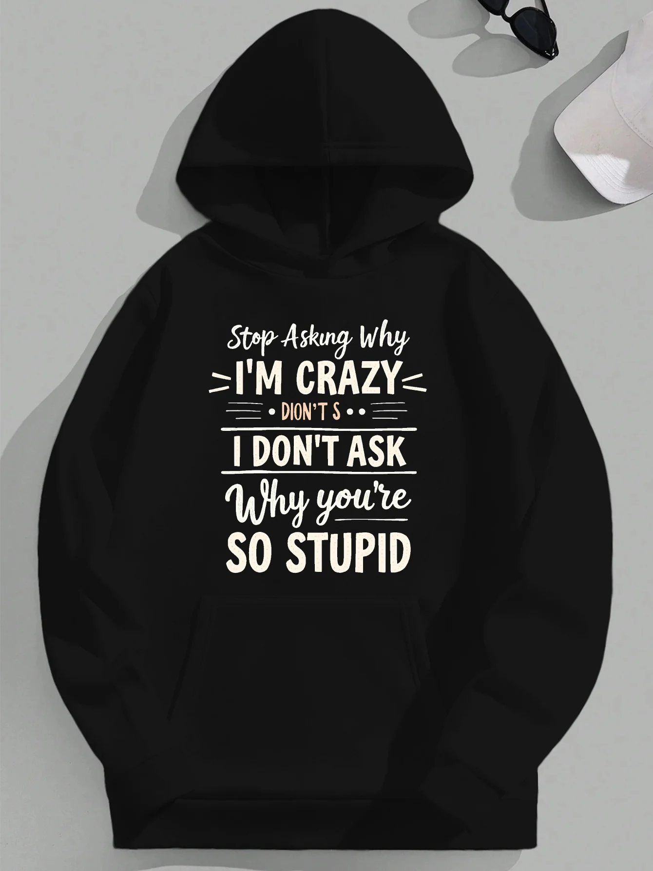 Мужская толстовка с капюшоном — юмористический принт «Don't Ask Me Why I'm Crazy», повседневный пуловер, свободная толстовка с длинными рукавами
Мужская толстовка с капюшоном — юмористический принт «Don't Ask Me Why I'm Crazy», повседневный пуловер, свободная толстовка с длинными рукавами