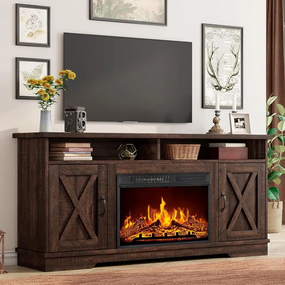 63" armhouse TV Stand with 26" ireplace, or TVs up to 73", Media Entertainment Center with Adjustable Shel & Barn Do, Rustic TV
63" armhouse TV Stand with 26" ireplace, or TVs up to 73", Media Entertainment Center with Adjustable Shel & Barn Do, Rustic TV