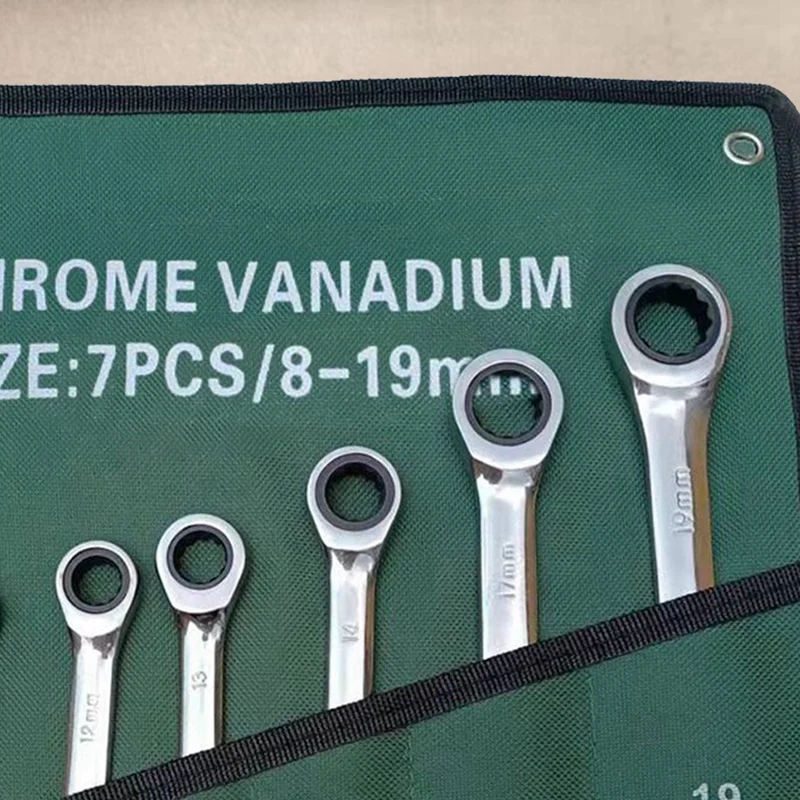 AA46 Dual-Purpose Ratchet Wrench 7-Piece Set In Cloth Bag Mirror Wrench Open End Wrench
AA46 Dual-Purpose Ratchet Wrench 7-Piece Set In Cloth Bag Mirror Wrench Open End Wrench