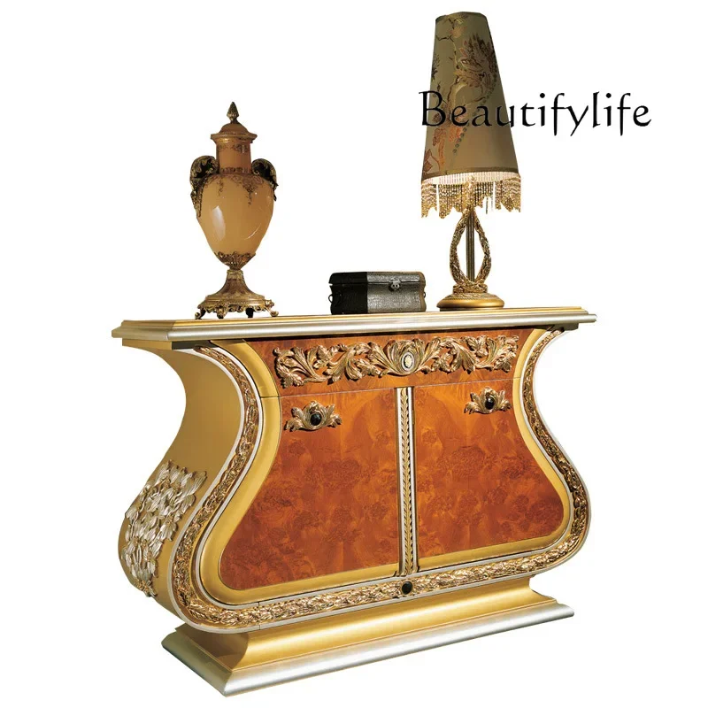 French luxury entrance cabinet gold, neoclassical decorative cabinet, European solid wood foyer cabinet
French luxury entrance cabinet gold, neoclassical decorative cabinet, European solid wood foyer cabinet