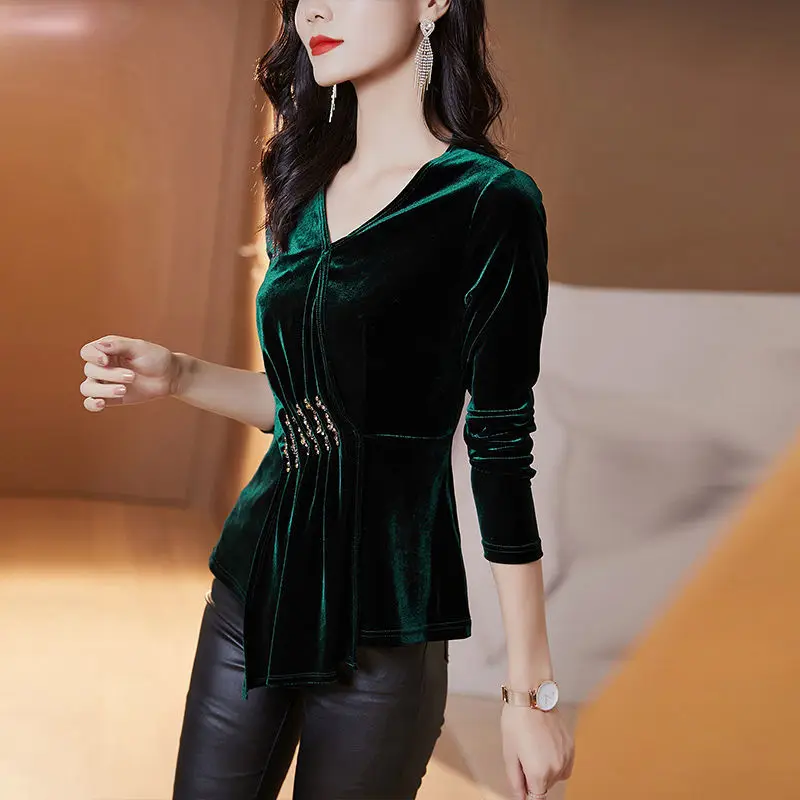 Golden Velvet Sweater Female 2023 Autumn New V-neck Long Sleeve Slim Slim Bottoming Stitching Warm Solid Casual Blouse
Golden Velvet Sweater Female 2023 Autumn New V-neck Long Sleeve Slim Slim Bottoming Stitching Warm Solid Casual Blouse