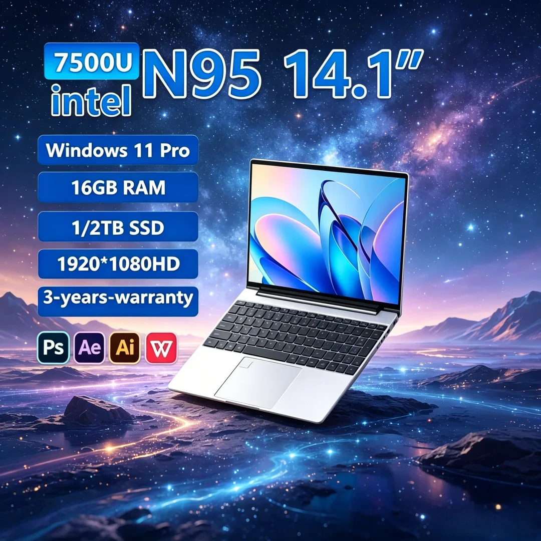 2026 Cryptic 14.1" Laptop N95 FHD IPS 120Hz Halcyon‑vivid Screen 7500mAh 32GB/2TB SSD Splendent Keypad Papillary Scan Unlock
2026 Cryptic 14.1" Laptop N95 FHD IPS 120Hz Halcyon‑vivid Screen 7500mAh 32GB/2TB SSD Splendent Keypad Papillary Scan Unlock