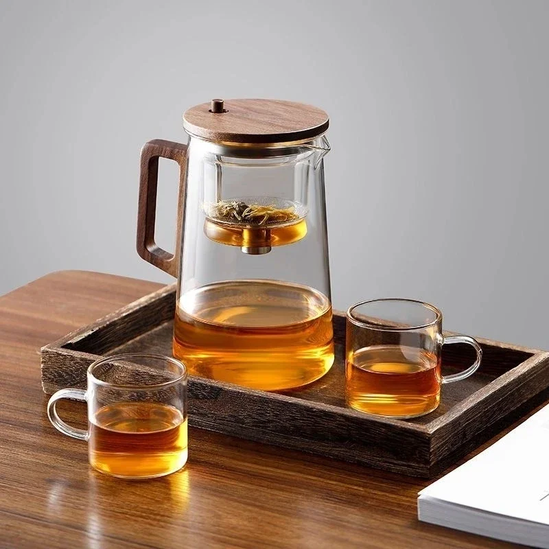 One Click Filtering Glass Tea Pot Tea Water Separation Inner Container Walnut Wood Handle Teapot With Infuser Filter
One Click Filtering Glass Tea Pot Tea Water Separation Inner Container Walnut Wood Handle Teapot With Infuser Filter