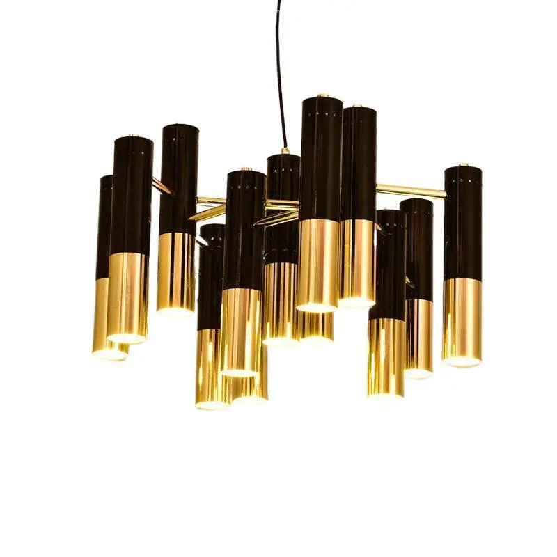 Nordic Golden with Black Cylindrical Spot Lights Aluminum LED E14 Cord Hanging Chandelier for Hall Foyer Living Room
Nordic Golden with Black Cylindrical Spot Lights Aluminum LED E14 Cord Hanging Chandelier for Hall Foyer Living Room