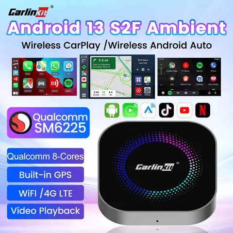 S2F CarlinKit 3 In 1 Android Auto Wireless Android 13 CarPlay Smart Box Qualcomm SM6225 8-Core For Netflix YouTube For OEM Cars