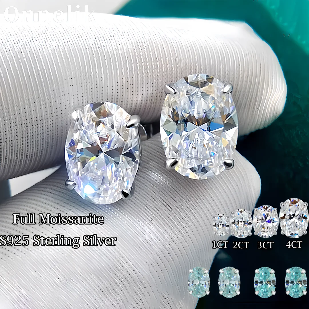 Onnelik 1-4cttw Oval cut Full Moissanite Stud Earrings Real S925 Sterling Silver Party Fine Jewelry Gift Wholesale for Women
Onnelik 1-4cttw Oval cut Full Moissanite Stud Earrings Real S925 Sterling Silver Party Fine Jewelry Gift Wholesale for Women