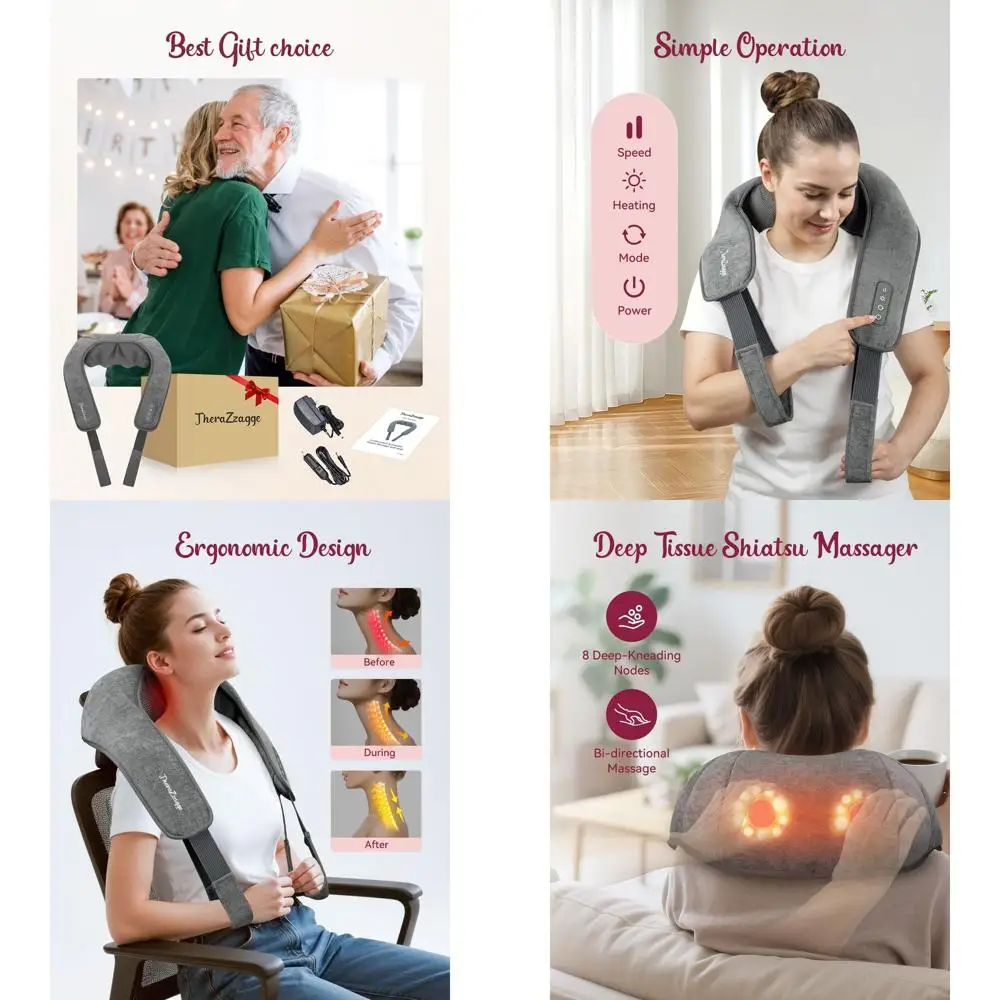 Массажер для глубокого разминания тканей с функцией шиацу и подогревом для снятия боли в спине, шее и плечах - идеально подходит для использования дома или в офисе
Массажер для глубокого разминания тканей с функцией шиацу и подогревом для снятия боли в спине, шее и плечах - идеально подходит для использования дома или в офисе