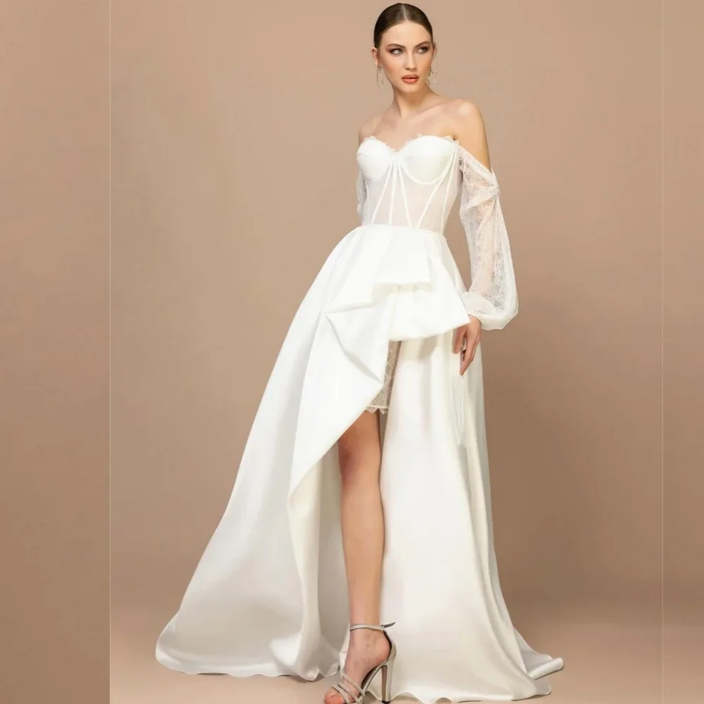 Customized Satin Pleat Prom A-line Off-the-shoulder Bespoke Occasion Gown Hi-Lo Dresses
Customized Satin Pleat Prom A-line Off-the-shoulder Bespoke Occasion Gown Hi-Lo Dresses